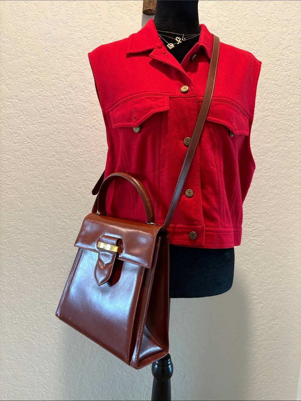 Salvatore Ferragamo Classic Brown Leather Top-Handle Crossbody Bag